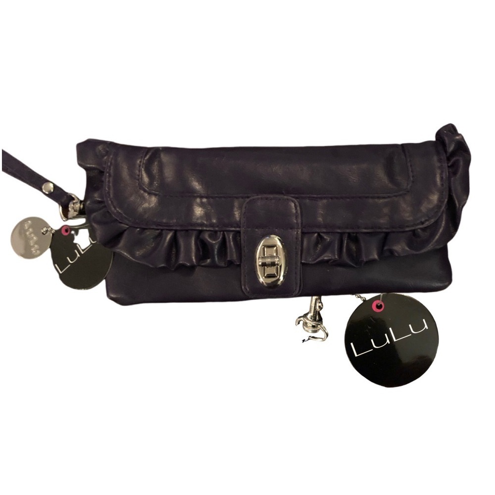 Lulu NYC Vegan Wristlet Fully Lined with Ruffled Edge/Wrist Strap- NWT, Purple - Picture 9 of 9
